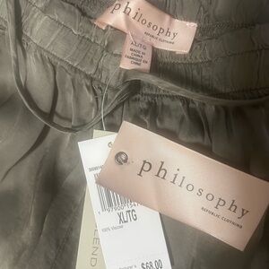 NWT Philosophy Gray Silk Wide Leg Pants Size XL